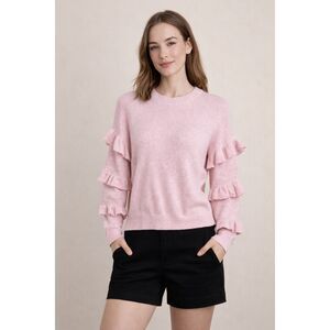 J.Crew Pink Ruffle Sleeve Wool Blend Sweater Women’s XS